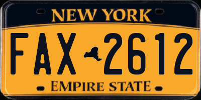NY license plate FAX2612