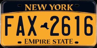 NY license plate FAX2616