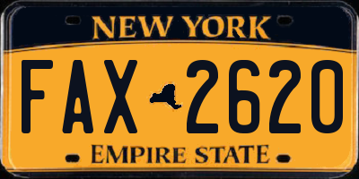 NY license plate FAX2620