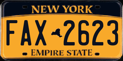 NY license plate FAX2623