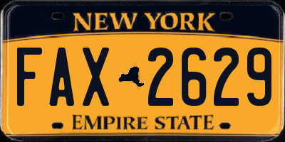 NY license plate FAX2629