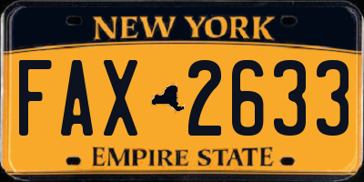 NY license plate FAX2633
