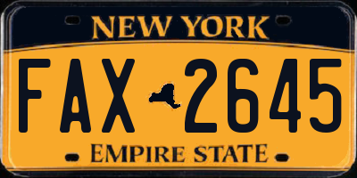 NY license plate FAX2645