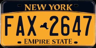 NY license plate FAX2647