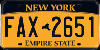 NY license plate FAX2651