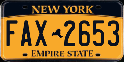 NY license plate FAX2653