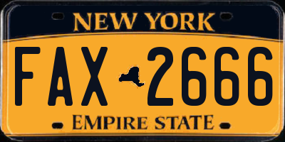 NY license plate FAX2666