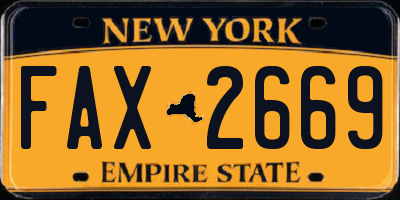 NY license plate FAX2669