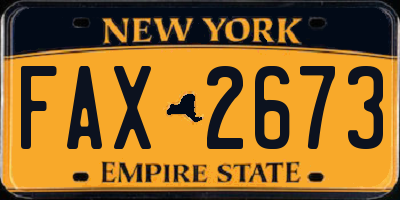 NY license plate FAX2673