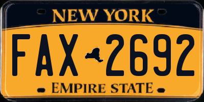 NY license plate FAX2692