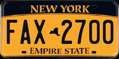 NY license plate FAX2700