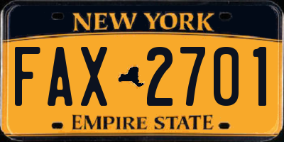 NY license plate FAX2701