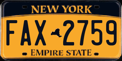 NY license plate FAX2759