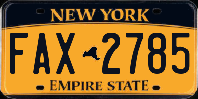 NY license plate FAX2785