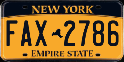 NY license plate FAX2786