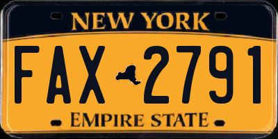 NY license plate FAX2791