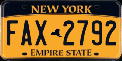 NY license plate FAX2792