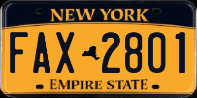 NY license plate FAX2801