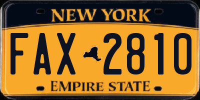 NY license plate FAX2810