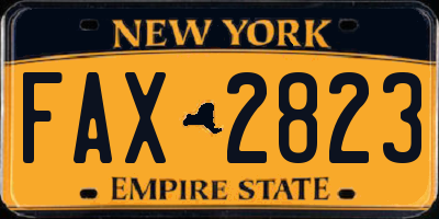 NY license plate FAX2823