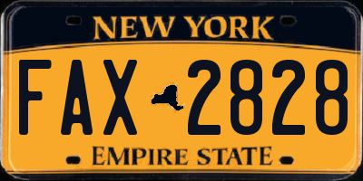 NY license plate FAX2828