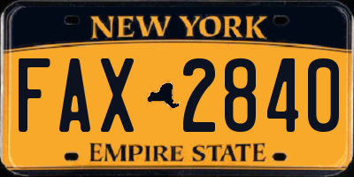 NY license plate FAX2840