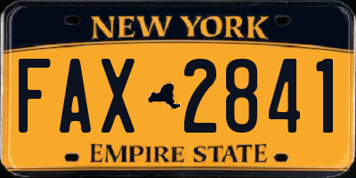 NY license plate FAX2841