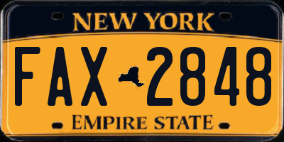 NY license plate FAX2848