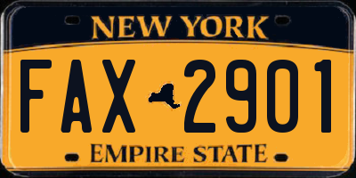 NY license plate FAX2901