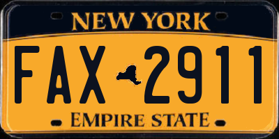 NY license plate FAX2911