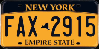 NY license plate FAX2915