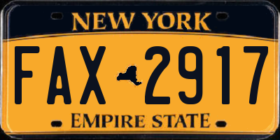 NY license plate FAX2917