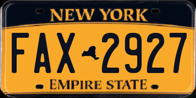 NY license plate FAX2927