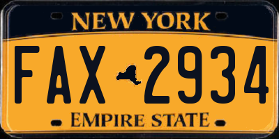 NY license plate FAX2934