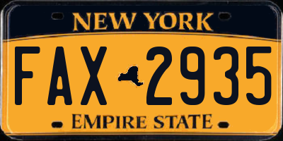 NY license plate FAX2935