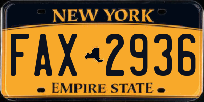 NY license plate FAX2936