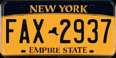 NY license plate FAX2937