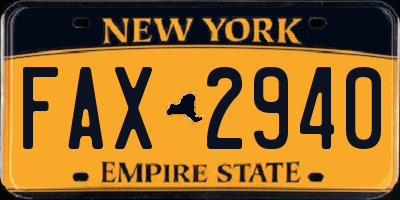 NY license plate FAX2940