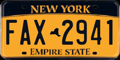 NY license plate FAX2941