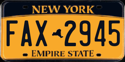 NY license plate FAX2945