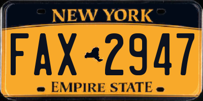 NY license plate FAX2947
