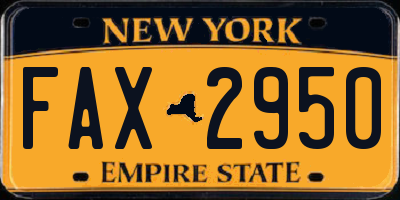 NY license plate FAX2950
