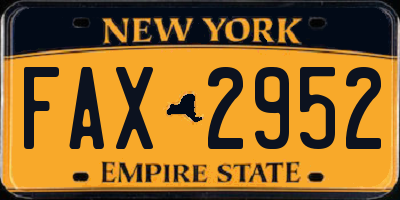 NY license plate FAX2952