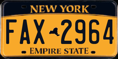NY license plate FAX2964