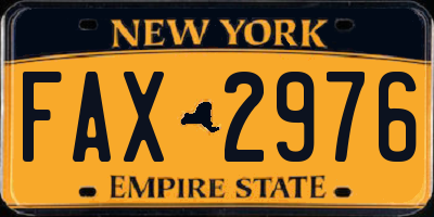 NY license plate FAX2976