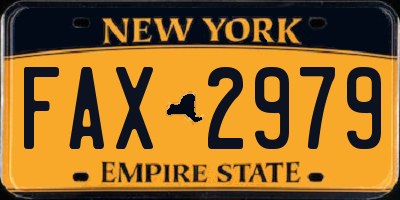 NY license plate FAX2979
