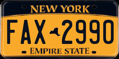 NY license plate FAX2990