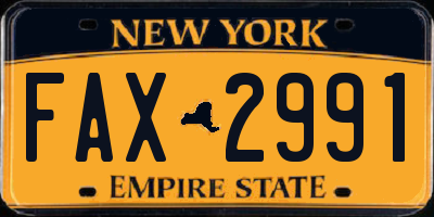 NY license plate FAX2991