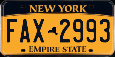 NY license plate FAX2993