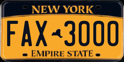 NY license plate FAX3000